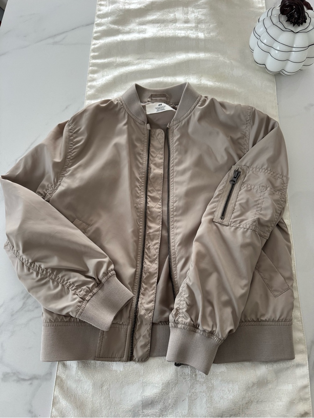 Classic Kids Bomber Jacket in Taupe